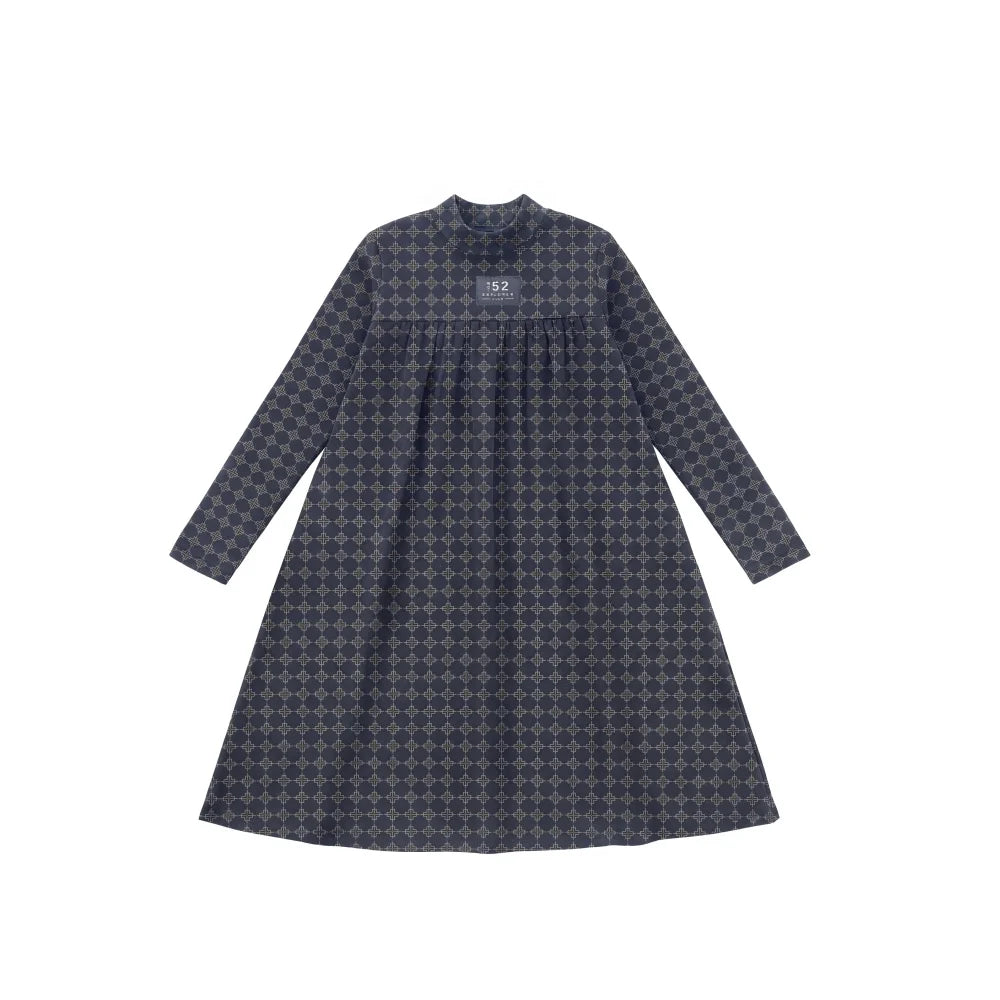 AP AW26 Navy Blue Corduroy Collection Kids Boy Girl Fashion Geometric Print Shirt Family Matching Clothing Dress Top Jumper