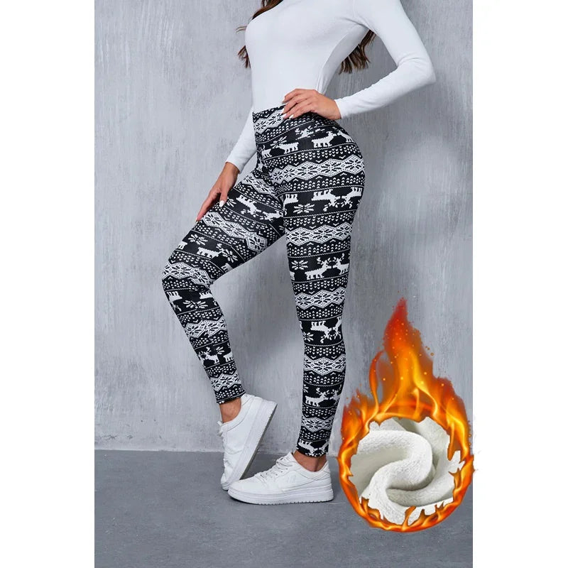 Winter Women Skinny Fleece Thermal Leggings Girls Snow Warm High Waist Plush Trousers Lady Classic Daily Thin Pants