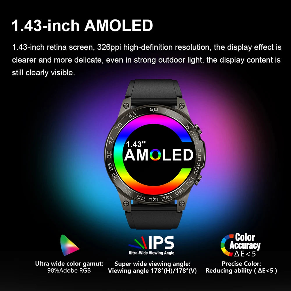 Original AMOLED Men Smartwatch Bluetooth Call GPS Tracker Fitness IP68 Waterproof Sport Smart Watch for Xiaomi IOS Android 2023