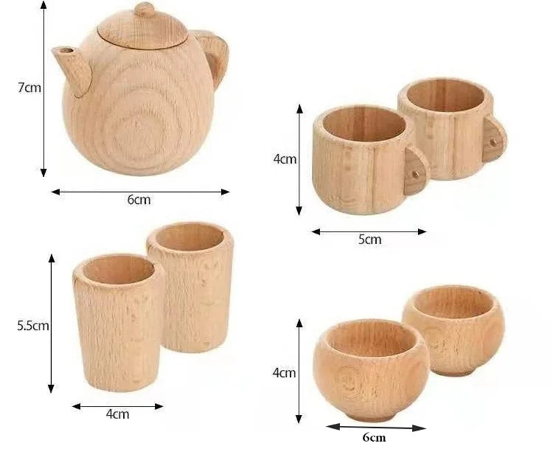 Kids Montessori Wood Toys Wooden Eggs Unpaint Sensory Kitchen Bowl Teapot Cups Toaster Baguette Early Learning Gift