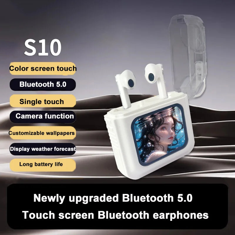 Bluetooth Touch Screen Earphone Noise Reduction Half In Ear Style Multi Function Long Battery Life Listen Music Phone Call