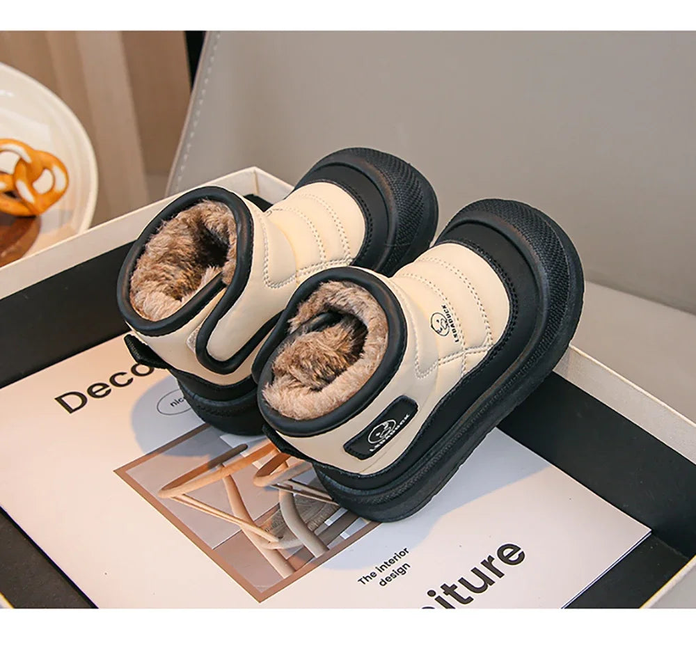 2025 New Winter Plush Snow Boots for Children Thick Warm Boy's Girl's Cotton Shoes Waterproof Kid's Winter Boots Velvet Shoe