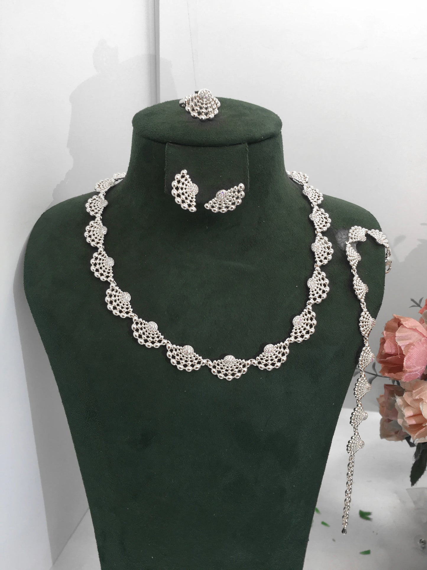 Jankelly  Trendy Fashion 4PCS Luxury Waterdrop Indian Jewelry Sets For Women Wedding Party Indian Dubai Bridal jewelry Sets