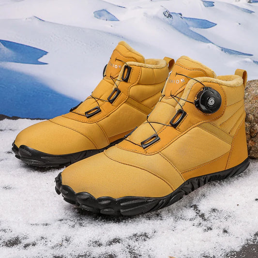 Winter Unisex Boots Plush Warm Snow Boots Comfortable Wide Toe Barefoot Shoes Winter High-top Casual Sneakers Botas Para Hombre
