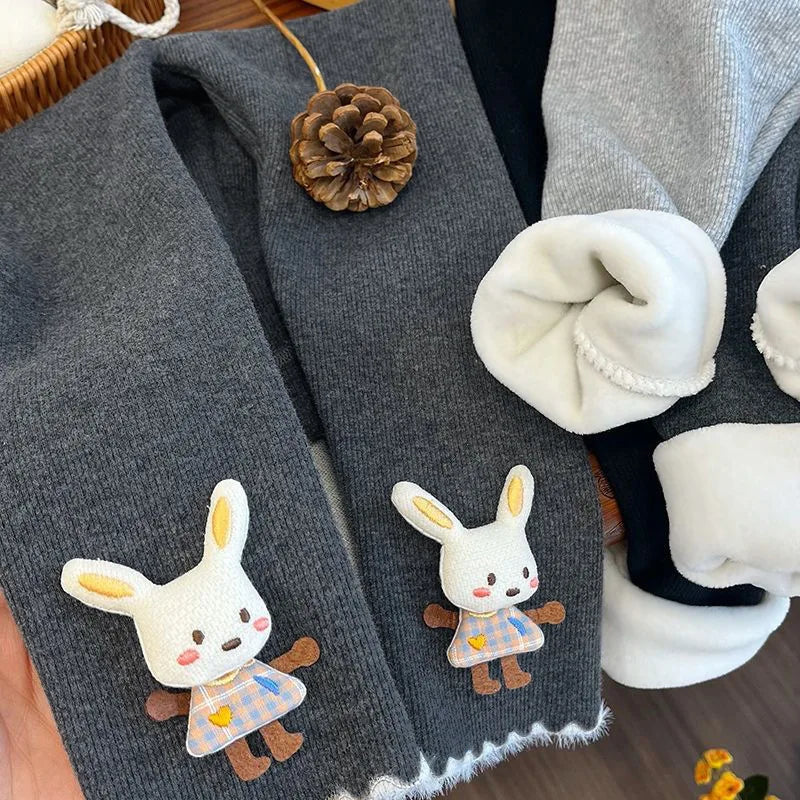 Girls' Fleece-lined Leggings for Autumn and Winter Thickened One-piece Fleece Pants for Kids Stylish Warm Pants for Baby