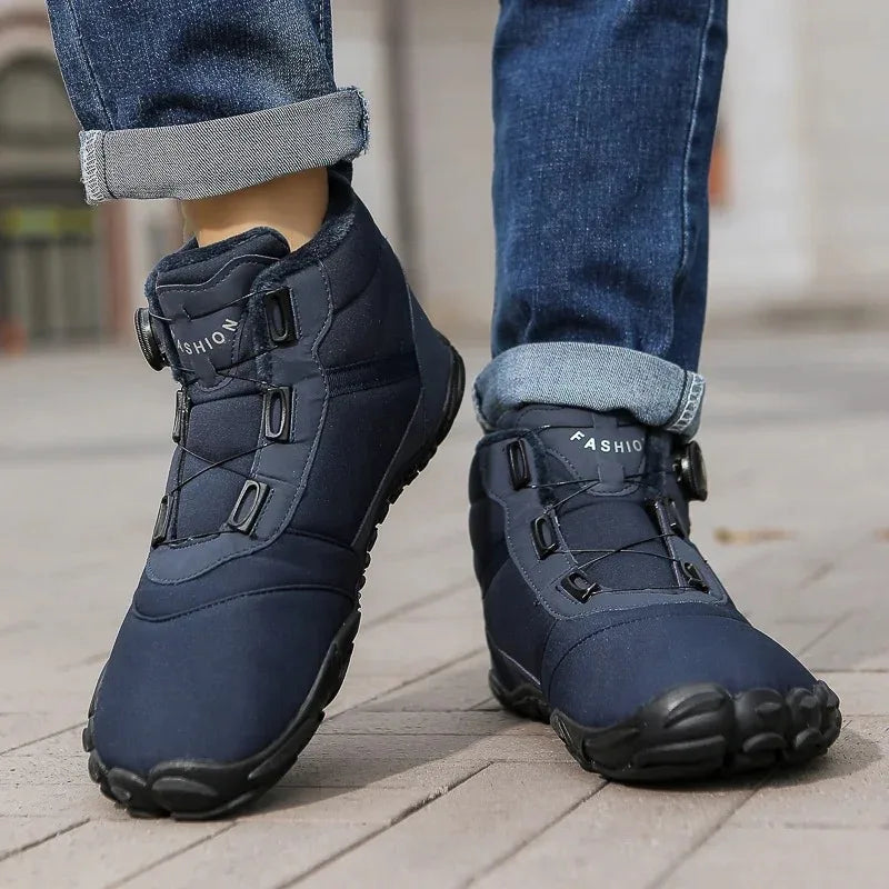 Winter Unisex Boots Plush Warm Snow Boots Comfortable Wide Toe Barefoot Shoes Winter High-top Casual Sneakers Botas Para Hombre