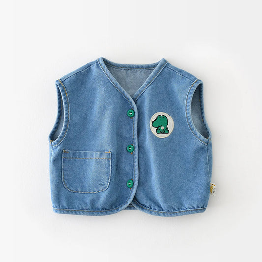 Spring Autumn New Newborn Sleeveless Denim Vest Casual Baby Girls Boys Vest Jacket Loose Toddler Coat Children's Clothes