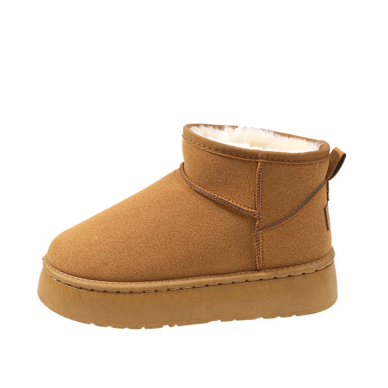 Winter Women Short Plush Warm Snow Boots Casual Shoes New Suede Fur Chelsea Ankle Boots Flats Platform Ladies Shoes Botas