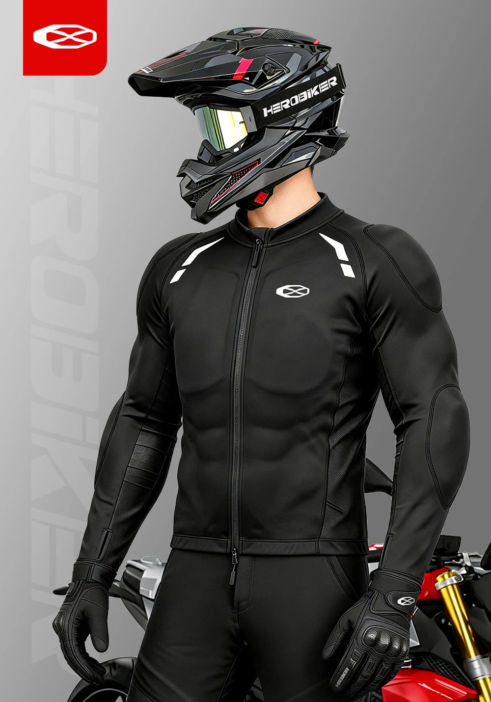 Men's Motorcycle Jacket Breathable Motorbike Riding Jackets Built-in Protective Gear Four Seasons Motocross Clothing Anti-fall