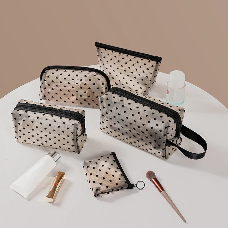 Makeup Bag Outdoor Personalized Transparent Nylon Mesh Cosmetic Bags Pouch Travel Organizer Zipper Beach Makeup Women's Purse