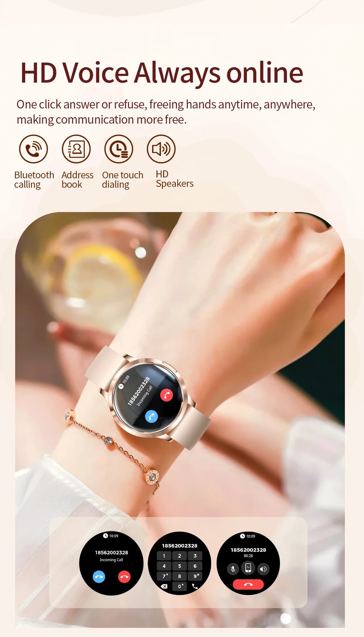 202 6New Smart Watch For Women 466*466 AMOLED Display Voice Call Sport Fitness Health Watches DIY Custom Dial Smartwatch Ladies