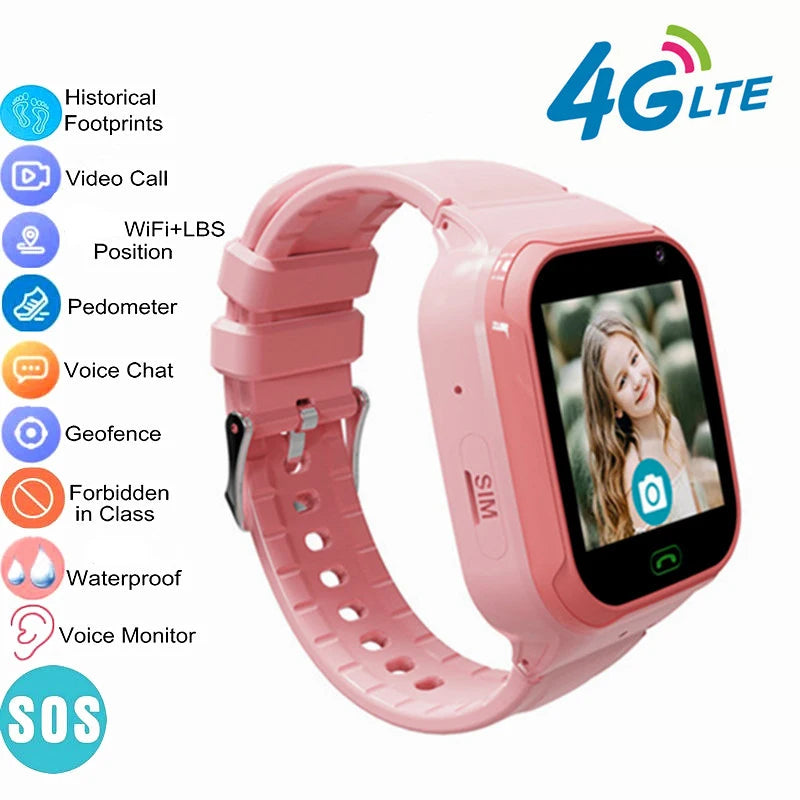 New 4G SOS Kids Smart Watch Girls Boy Full Touch Video Call WIFI  Phone Watch Camera Location Tracker Child gift Smart Watch