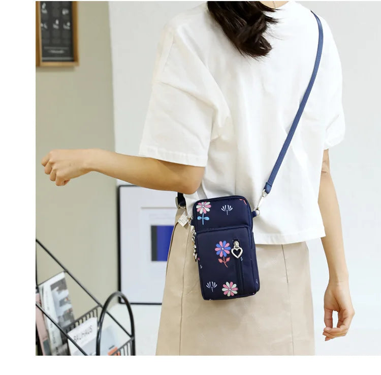 Waterproof Nylon Mobile Phone Versatile Mini Bag Purses Women's Shoulder Cross Body Messenger Bag
