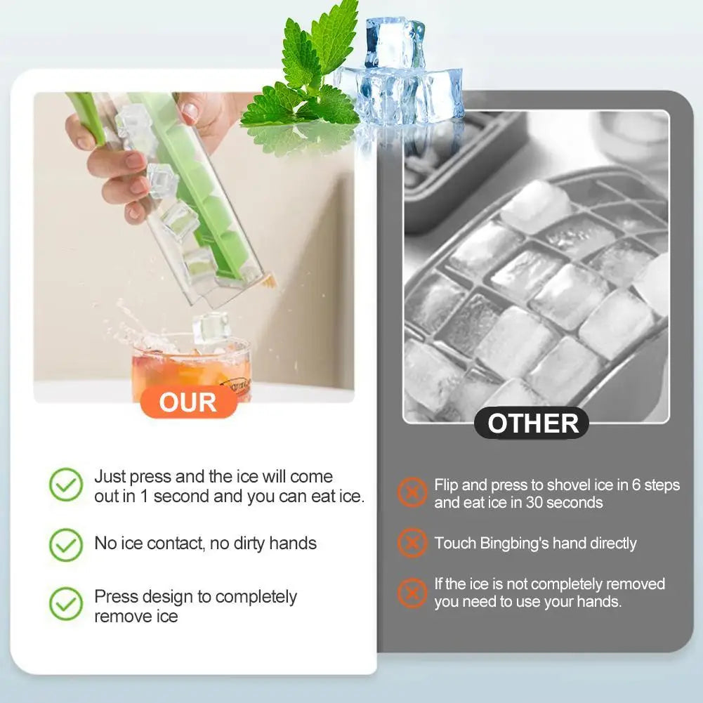 Food Grade Silicone Ice Cube Mold with One‑Press Storage Box Whiskey Ice Cube Maker for Home Bar Kitchen Tools