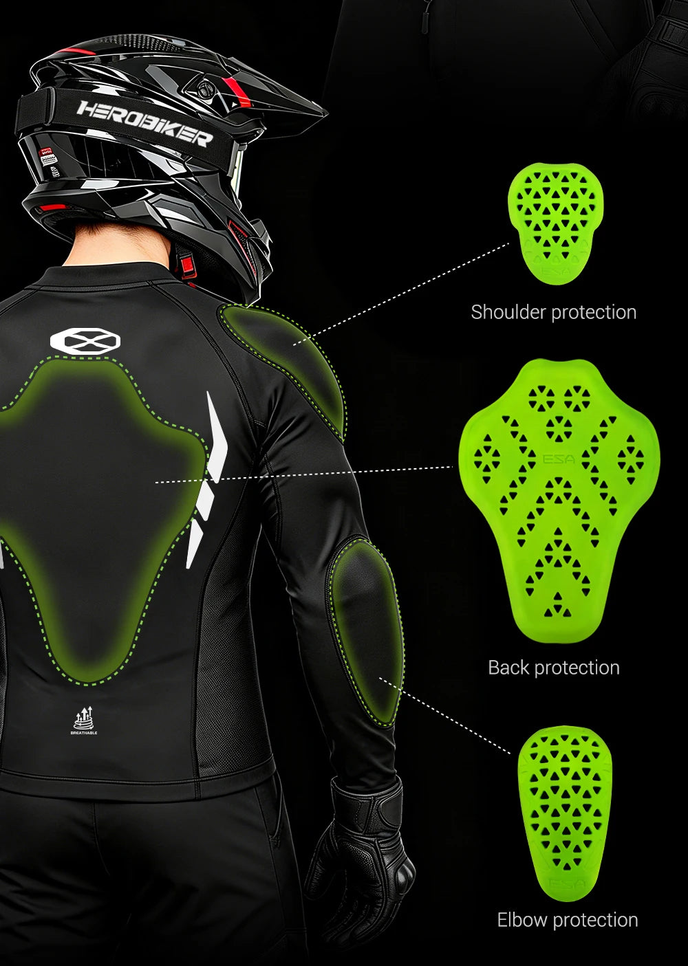 Men's Motorcycle Jacket Breathable Motorbike Riding Jackets Built-in Protective Gear Four Seasons Motocross Clothing Anti-fall