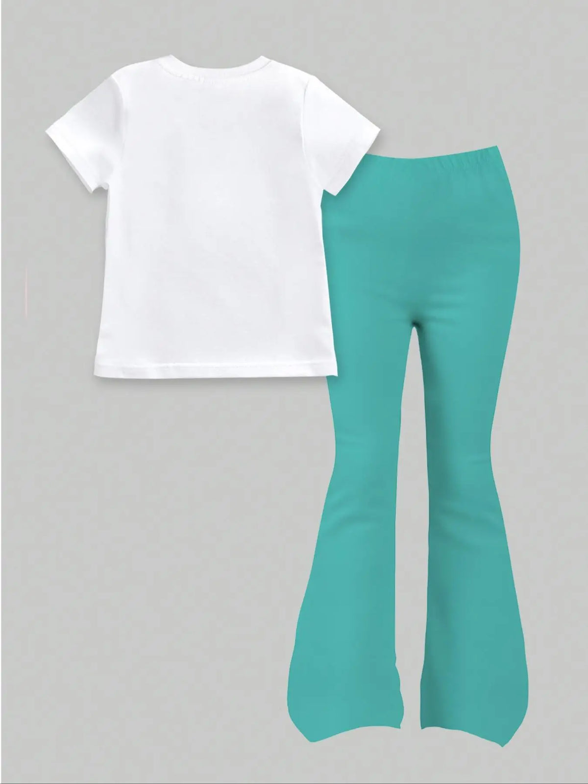 Girls' Summer Casual Outfit: Short-Sleeve T-Shirt + Flared Pants Two-Piece Set with Fun Capybara Print, Available in Green and Pink, Suitable for Girls Aged 4-12, Versatile Clothing for Home and Outings