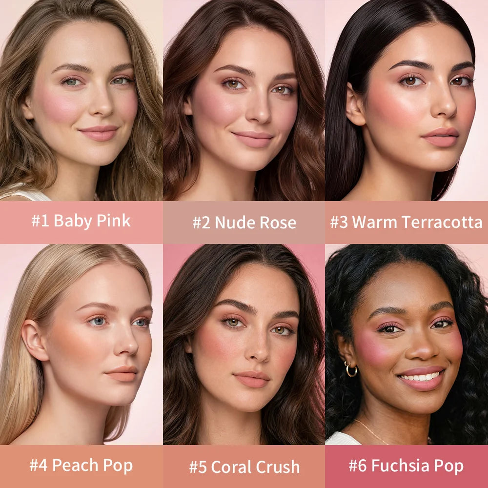 Natural Looking Matte Blush Stick Waterproof Long Lasting Hydrating Blendable Cream Blush Balm Lightweight Cheek Makeup Cosmetic
