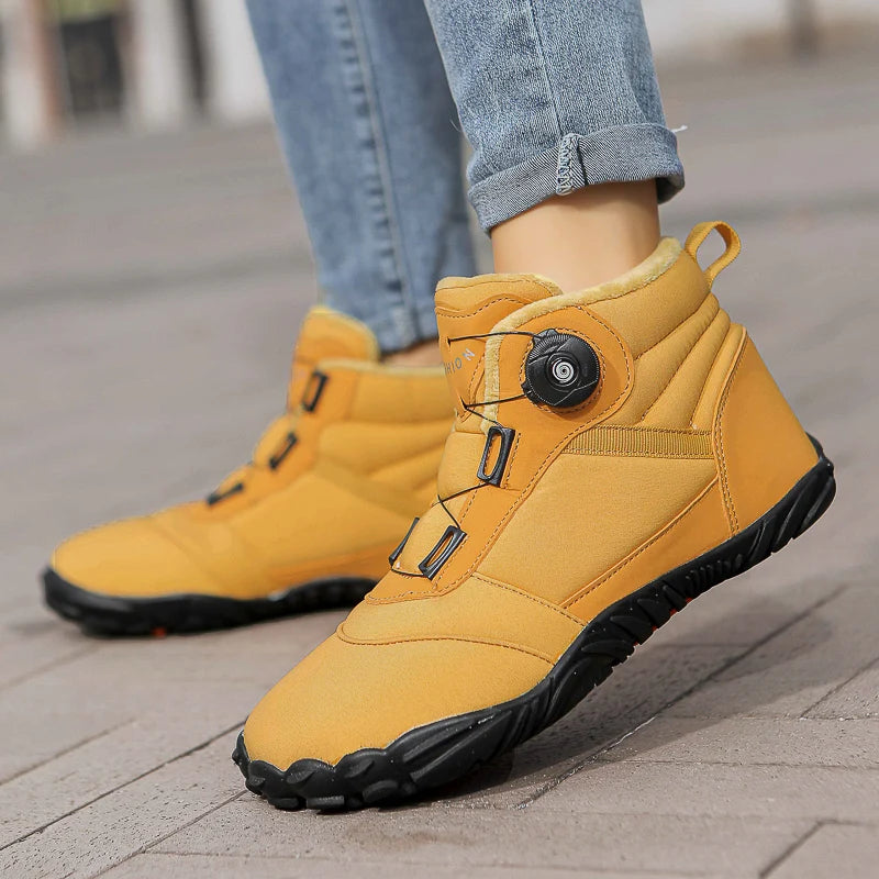 Winter Unisex Boots Plush Warm Snow Boots Comfortable Wide Toe Barefoot Shoes Winter High-top Casual Sneakers Botas Para Hombre
