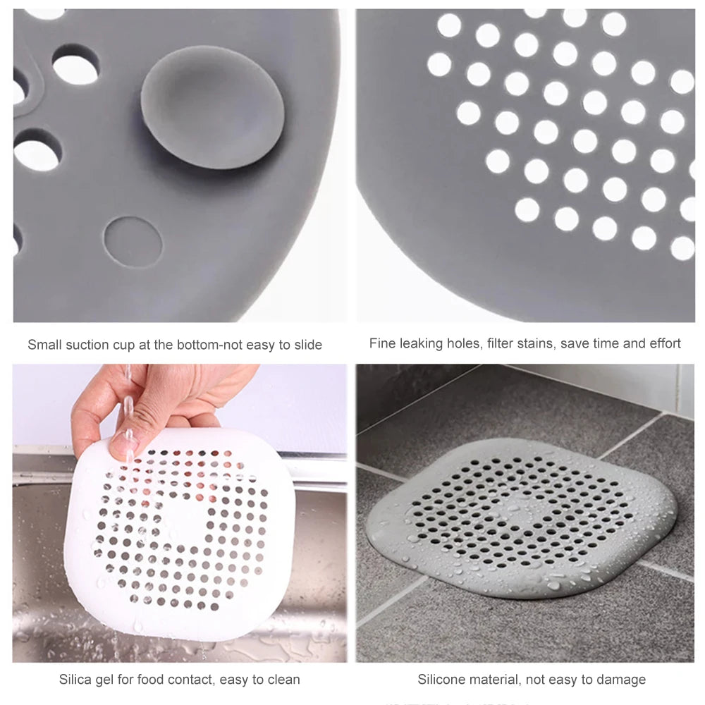 Sink Strainer Shower Drain Plug Hair Catcher Bathtub Shower Kitchen Sink Sewer Hair Filter Screen Silicone Bathroom Accessories