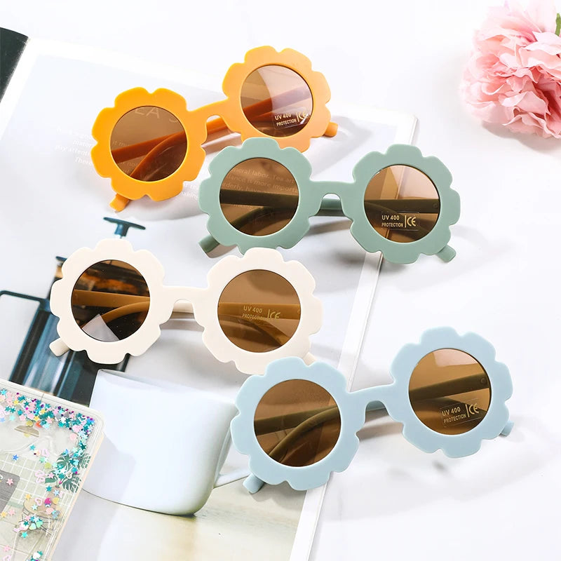 Nuevas gafas de sol redondas con diseño de flores para niños, gafas de sol UV400 para niños y niñas, gafas de sol encantadoras para bebés, gafas de sol para niños