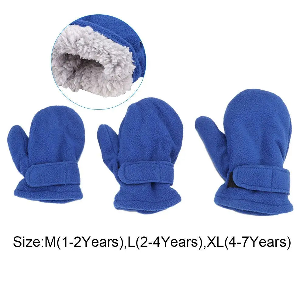 1-7 Years Toddler Infant Winter Mittens Lined with Fleece Easy-on Baby Boy Girls Warm Thick Gloves Outdoor Hand Warmers