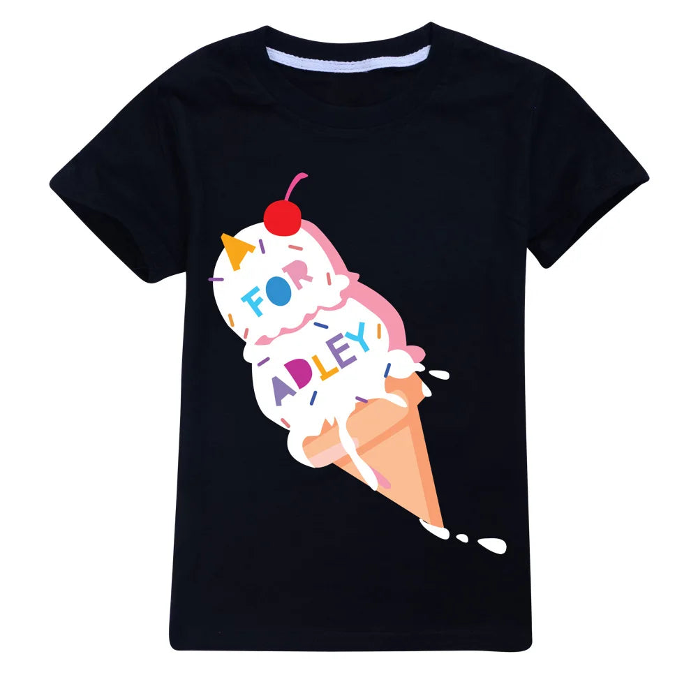 Toddler Girl Clothes Cotton Boys Graphic Top Kids Summer A for Adley T-Shirt Teenages Kawaii Clothing Baby Child Tees