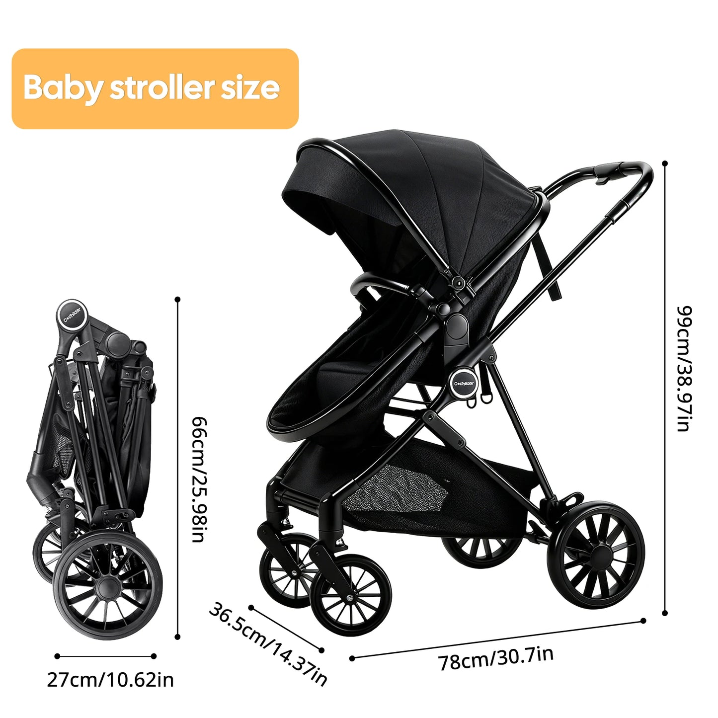 Foldable newborn stroller, Baby Stroller 2-in-1, outdoor camping vehicle, can be pushed in both directions, Christmas gifts