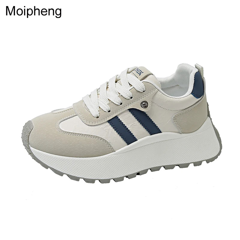 Moipheng Women Shoes Breathable Lace Up Platform Sneakers Lightweight Outdoor Training Sport Shoes Casual Running Sneaker Tenis