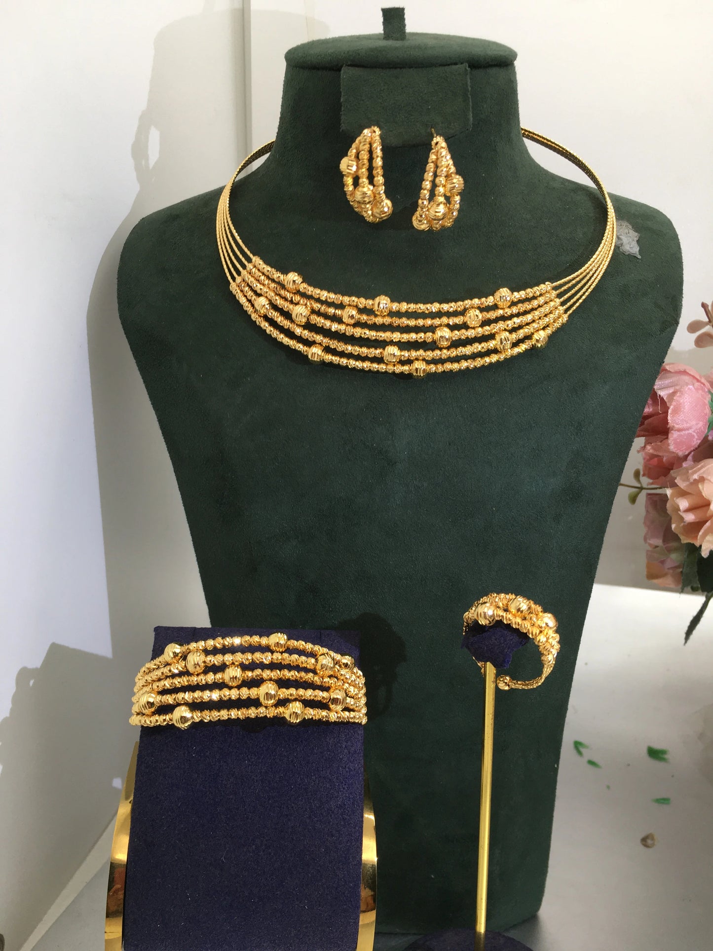 Jankelly  Trendy Fashion 4PCS Luxury Waterdrop Indian Jewelry Sets For Women Wedding Party Indian Dubai Bridal jewelry Sets