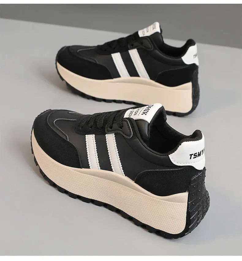 2026 Summer Thick-Soled Women Shoes Height-Increasing Women Sneakers Casual Skate Shoes Lace-Up Sports Running Shoes for Women
