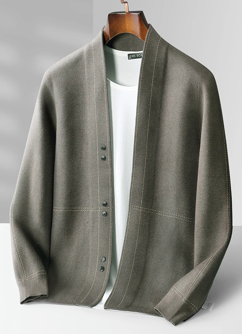 Fall/Winter New Men's Wool Cardigan Jacket Knitted Outer Cashmere Sweater Men's Wear