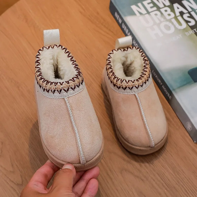 Baby Warm Snow Boots Winter 2026 New Fashion Children's Ankle Boots Girls Low-top Cotton Shoes Boys Plush Suede Short Boots