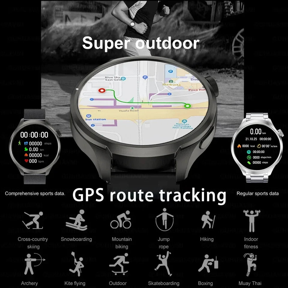 2024 New For HUAWEI Xiaomi Sports Smart Watches Men Call Watch 1.85 AMOLED Screen GPS Compass Altimeter Waterproof SmartWatch