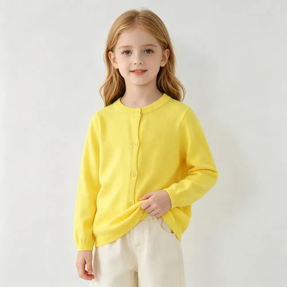 Kids Cardigans for Girls Solid Candy Color Sweater Toddler Baby Boys Knitwear Jacket Spring Autumn Cotton Children Clothing