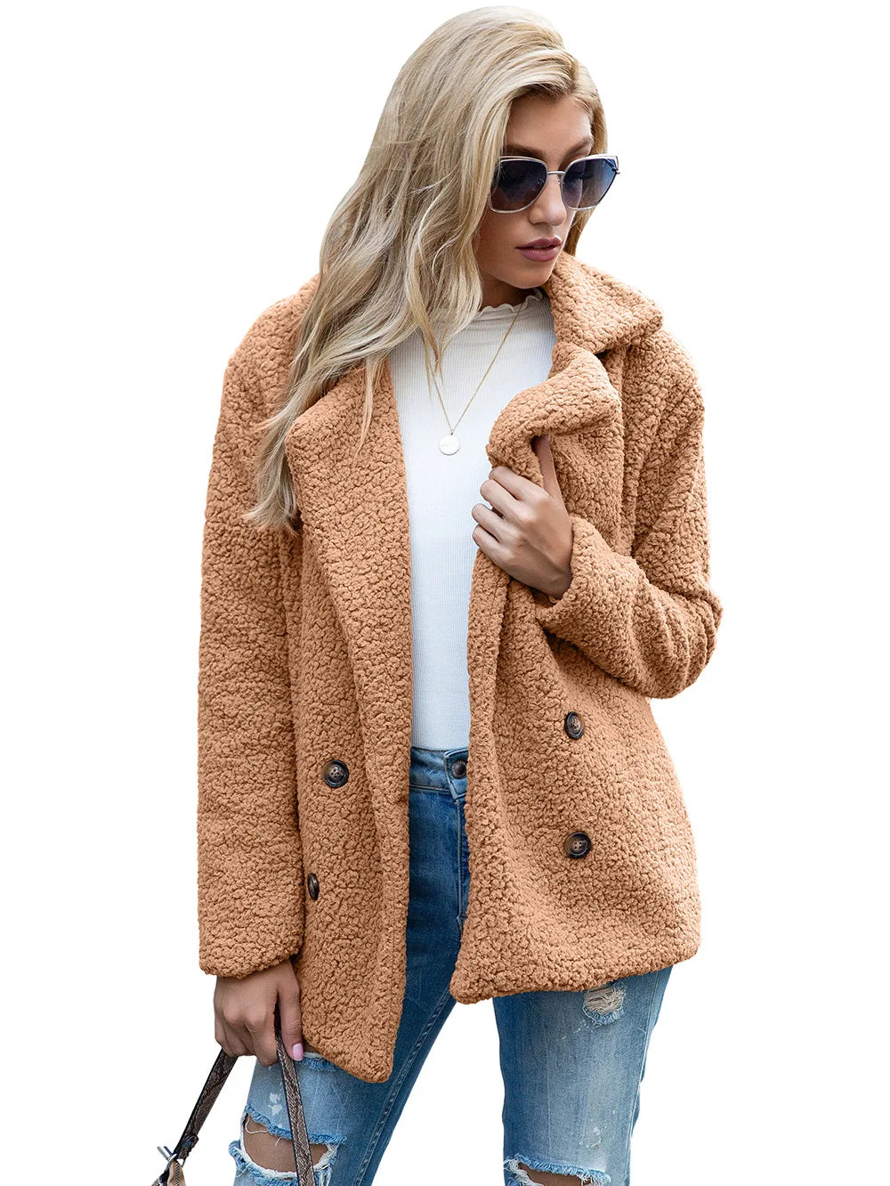 Elegant Faux Fur Cardigan Cashmere Women Coat Autumn Winter Warm Solid Women Jackets Plush Overcoat Casual Teddy Outerwear 22942