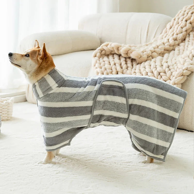 Dog Bathrobe Towel Absorbent Robe for Medium Large Dogs Drying Coat Comfortable Warm Cozy Quick Pet Drying Towel After Bath Pool