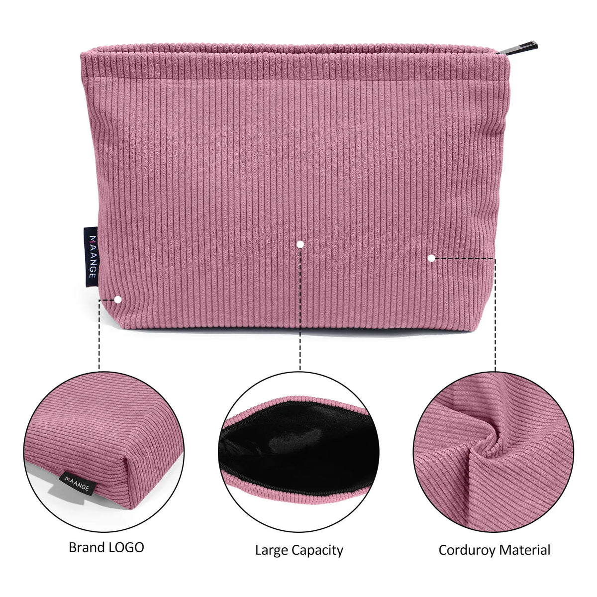 Makeup  Corduroy Travel Cosmetic Bag Portable Storage Bag Purses Women Large Capacity Zipper Make Up Organizer Storage Clutch