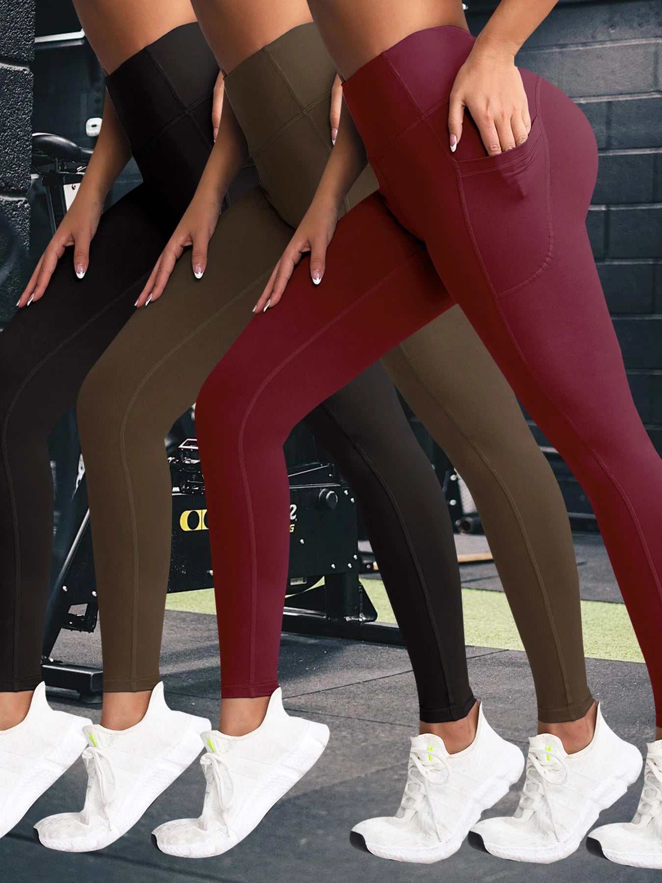 Women Fitness Lenggings With Side pockets Female Full Length Leggings Running Pants Comfortable High Waist Yoga Pants