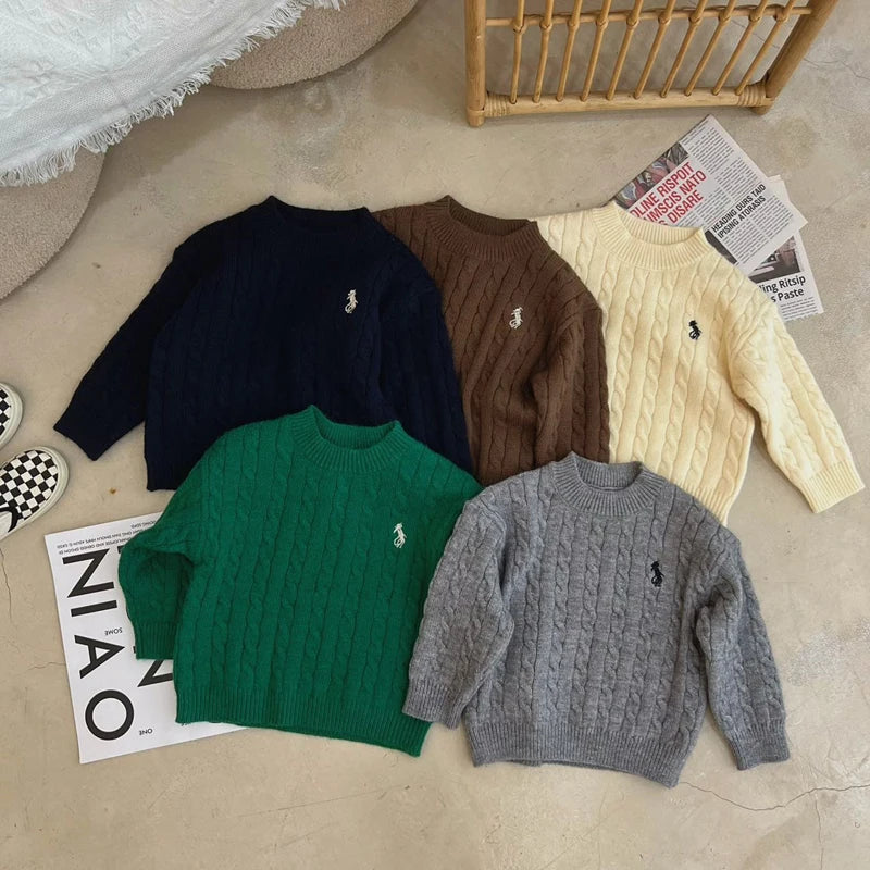 IYEAL primavera y otoño suéteres para niños niñas tesoro tejido Retro jerseys raglán chaquetas sueltas camisetas de algodón