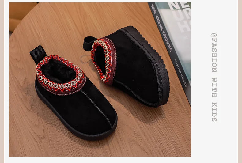 Baby Warm Snow Boots Winter 2026 New Fashion Children's Ankle Boots Girls Low-top Cotton Shoes Boys Plush Suede Short Boots