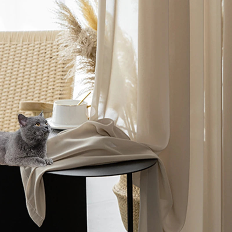 Modern Brown Voile Curtains for Kids Bedroom Living Room Sheer Curtain in Kitchen Hall Cortinas Ventana Firany Treatment Rideaux