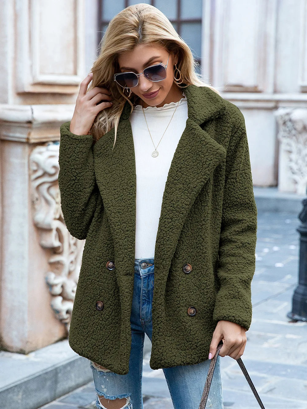Elegant Faux Fur Cardigan Cashmere Women Coat Autumn Winter Warm Solid Women Jackets Plush Overcoat Casual Teddy Outerwear 22942