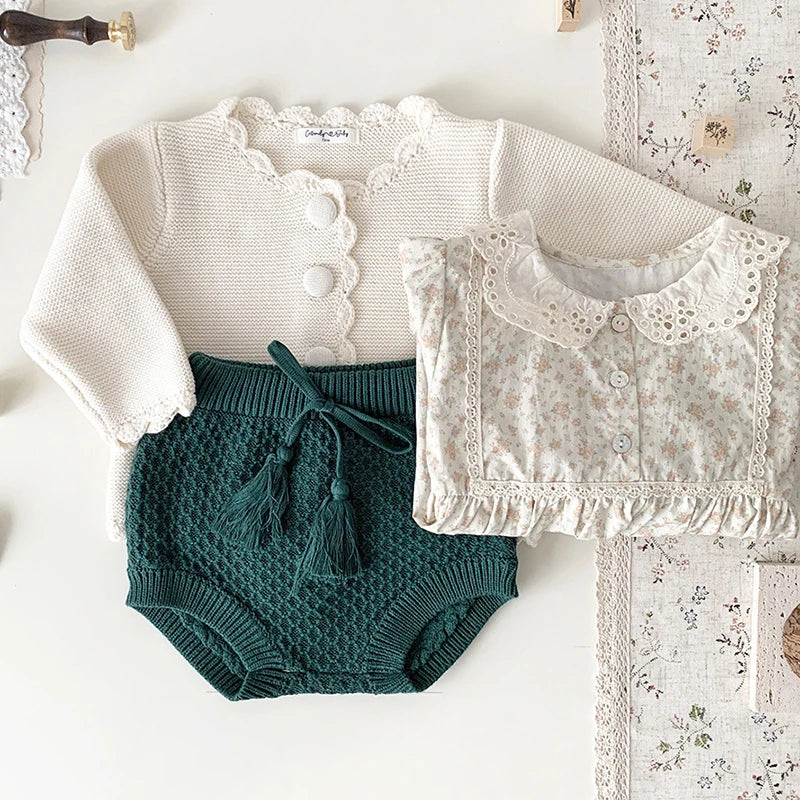 Cárdigans de punto de otoño para niños pequeños, abrigo para niñas, suéter para bebés, prendas de punto Retro para recién nacidos, chaqueta de algodón de manga larga para bebés, Tops, suéter