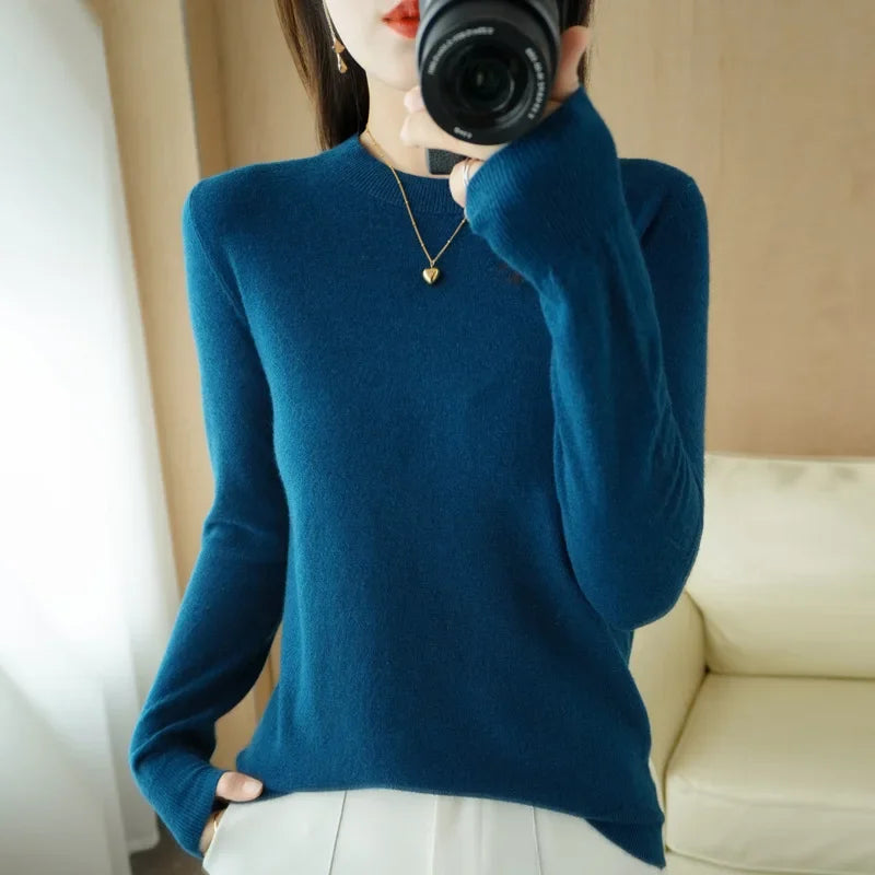 Women Sweater O-neck Autumn Winter Basic Pullover Warm Casual Pulls Jumpers Korean Fashion Spring Knitwear Bottoming Shirt 2025