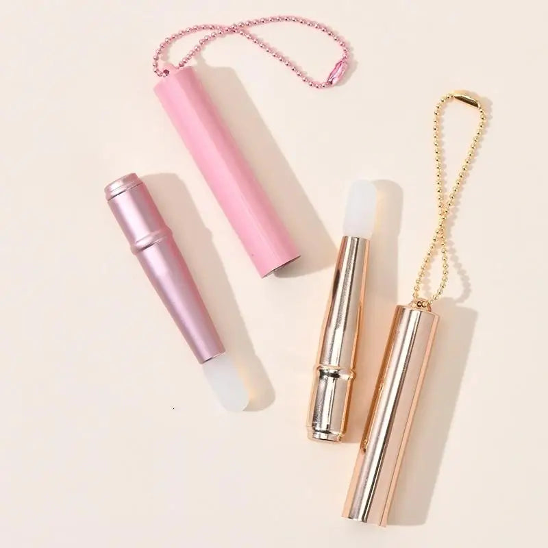 Mini Silicone Lip Brush Concealer Brush With Cover Chain Lip Mask Applicator Lip Gloss Brush Lipstick Brush Makeup Beauty Tool