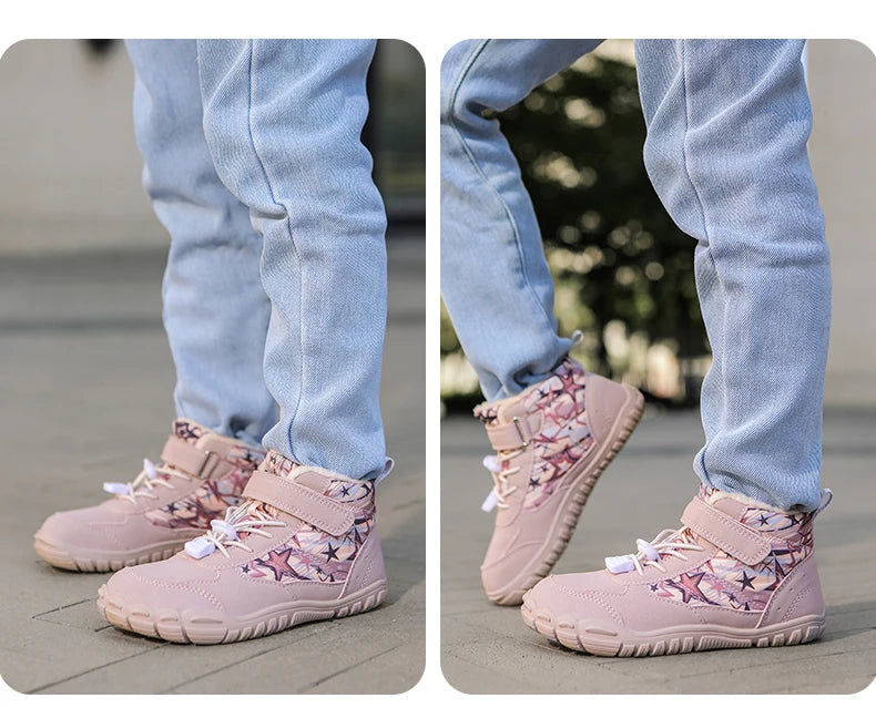 New Parent-child Winter Boots Men and Women Snow BareFoot Outdoor Non-slip Warm Fur Casual Boys/girls Sneakers Kid's Ankle Boots