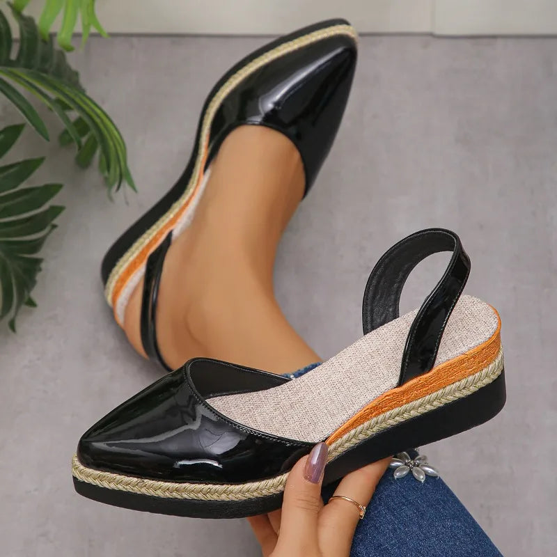 Women's Slingback Sandals 2026 Mid Heels Pointed Toe Closed Toe Sandals Wedge Breathable Casual Comfortable Shoes for Women