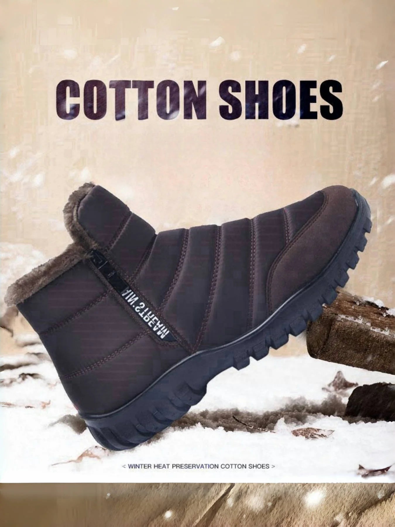 Women Men Winter Snow Boots Waterproof Warm Fuzzy Lined High Top Side Zipper Outdoor Ankle Booties for Cold Days