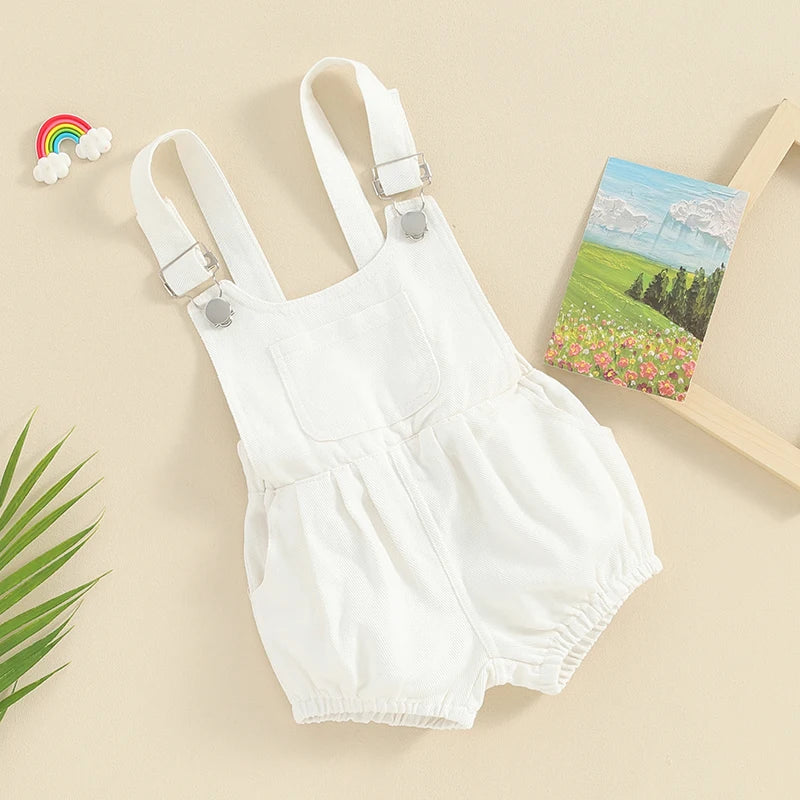 Newborn Baby Girl Boy Clothes Suspender Overalls Bib Shorts Pants Solid Romper Jumpsuit Outfit