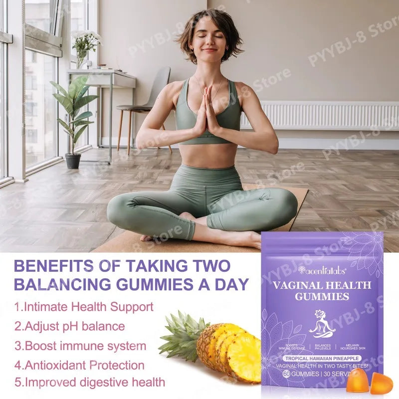Acentiallabs Vaginal Health Gummies with Bacillus Coagulans and Vitamin C, Supports Immune Defense and PH Balance, 60 Gummies